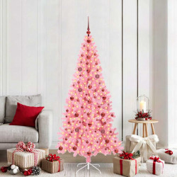 Choinka z 300 diodami LED z podstawą Różowy 210 cm PVC