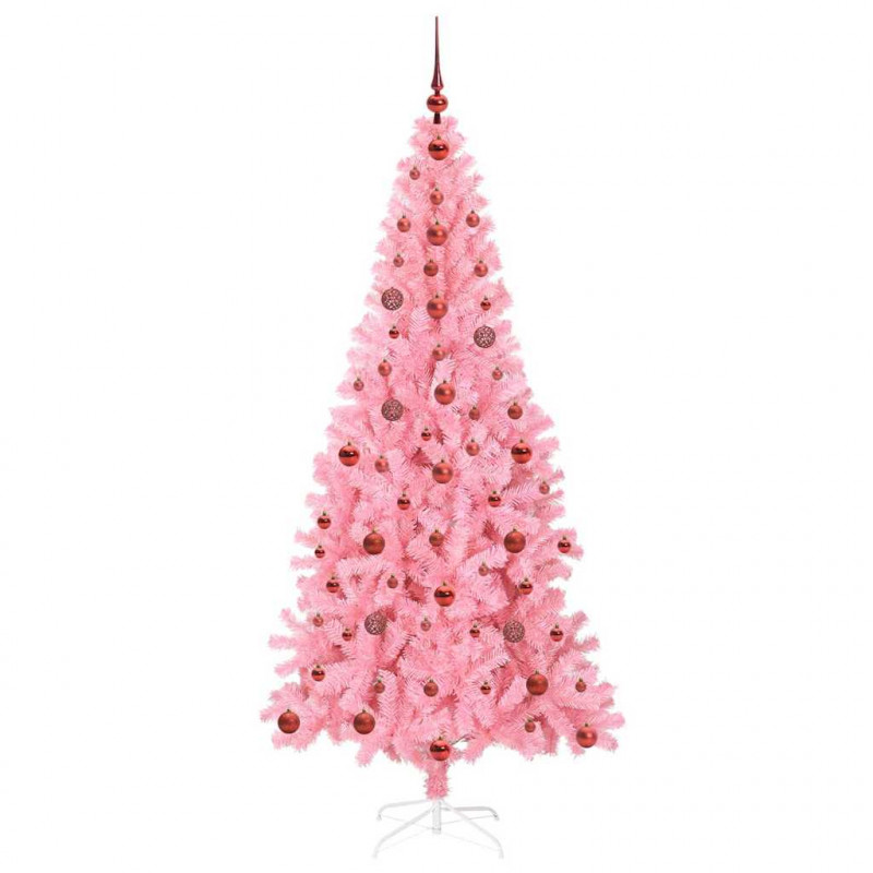 Choinka z 300 diodami LED z podstawą Różowy 210 cm PVC