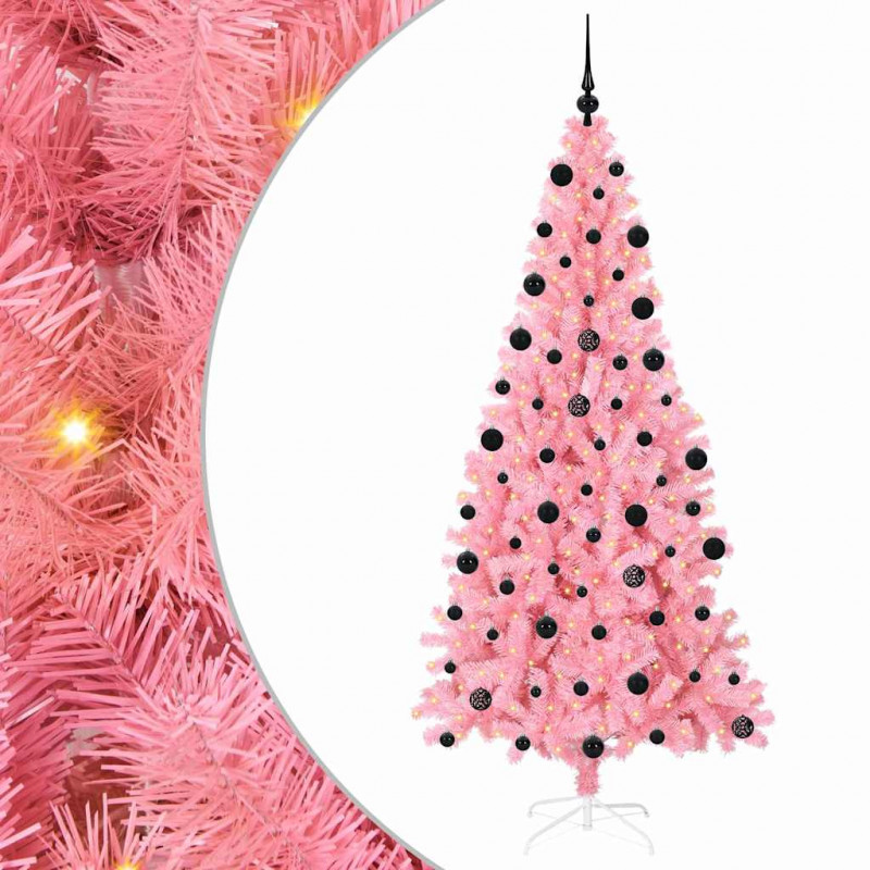 Choinka z 300 diodami LED z podstawą Różowy 210 cm PVC