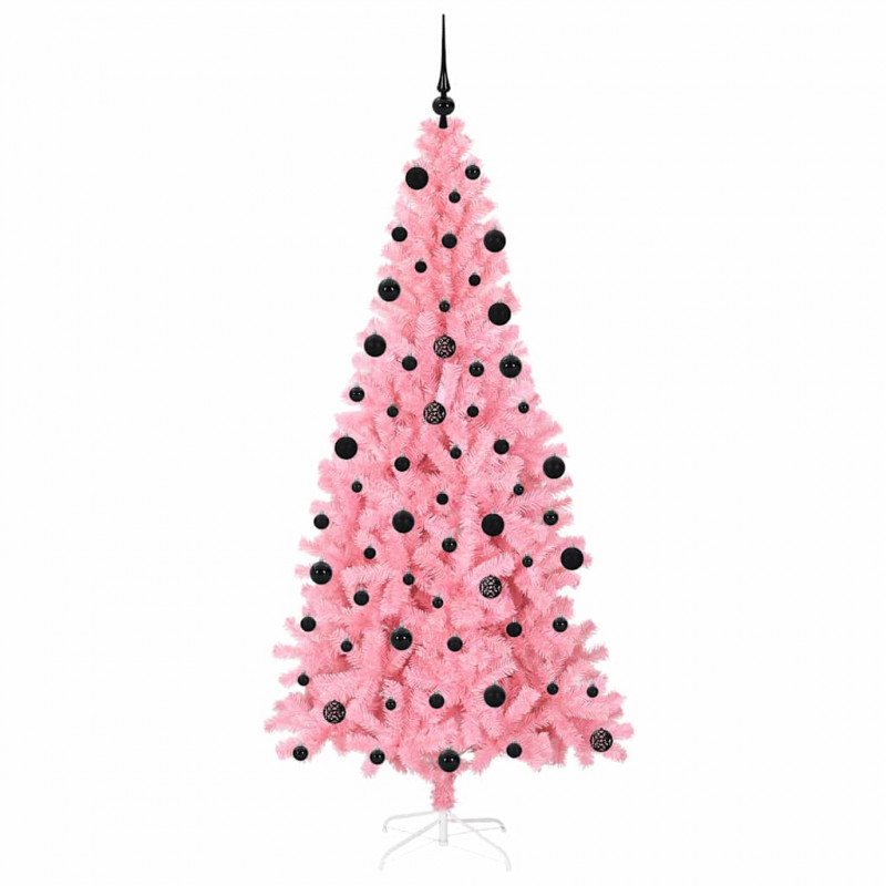 Choinka z 300 diodami LED z podstawą Różowy 210 cm PVC
