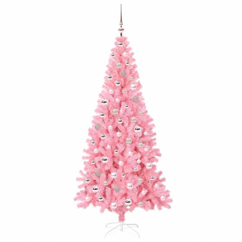 Choinka z 300 diodami LED z podstawą Różowy 210 cm PVC