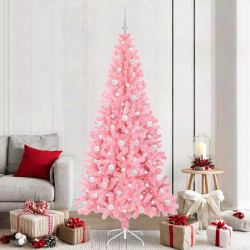 Choinka z 300 diodami LED z podstawą Różowy 210 cm PVC