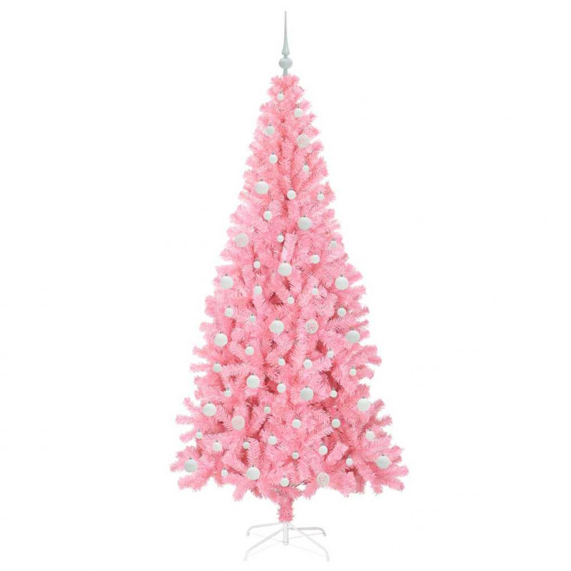 Choinka z 300 diodami LED z podstawą Różowy 210 cm PVC