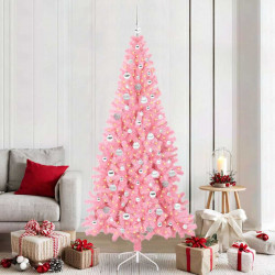 Choinka z 300 diodami LED z podstawą Różowy 210 cm PVC