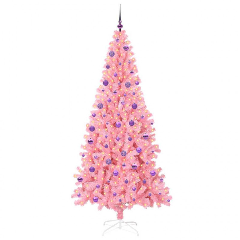 Choinka z 300 diodami LED z podstawą Różowy 210 cm PVC