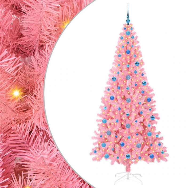 Choinka z 300 diodami LED z podstawą Różowy 210 cm PVC