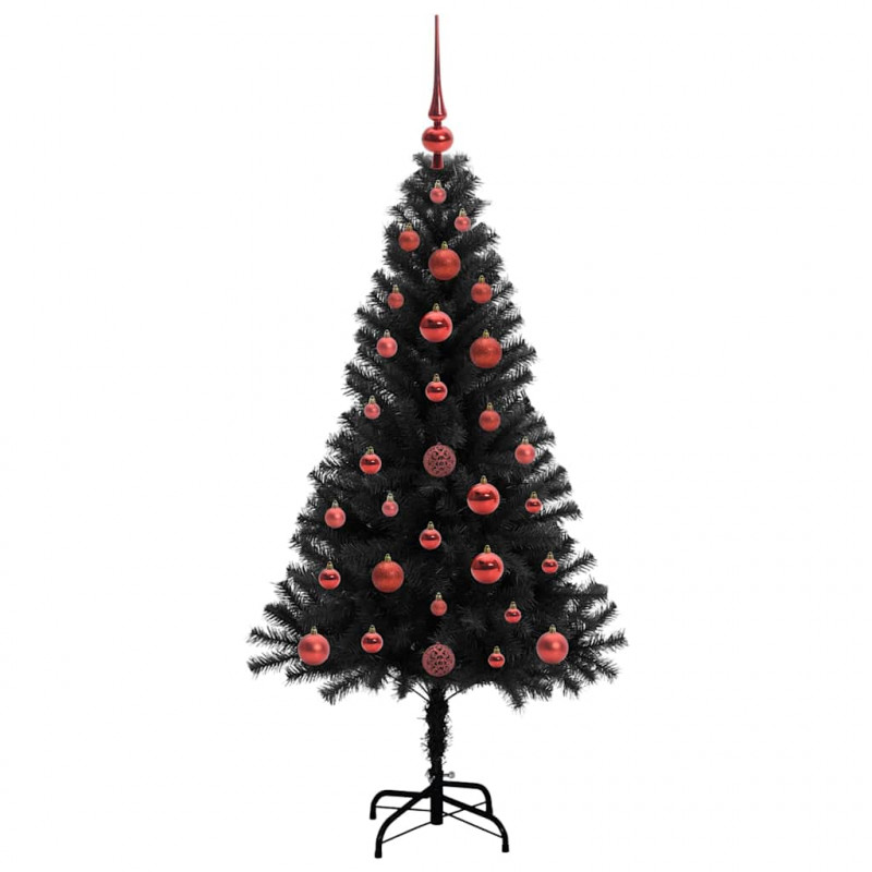 Choinka z 150 diodami LED z podstawą Czarny 120 cm PVC