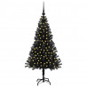 Choinka z 150 diodami LED z podstawą Czarny 120 cm PVC