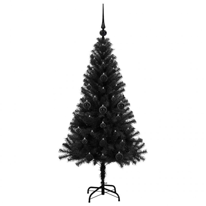 Choinka z 150 diodami LED z podstawą Czarny 120 cm PVC