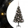 Choinka z 150 diodami LED z podstawą Czarny 120 cm PVC