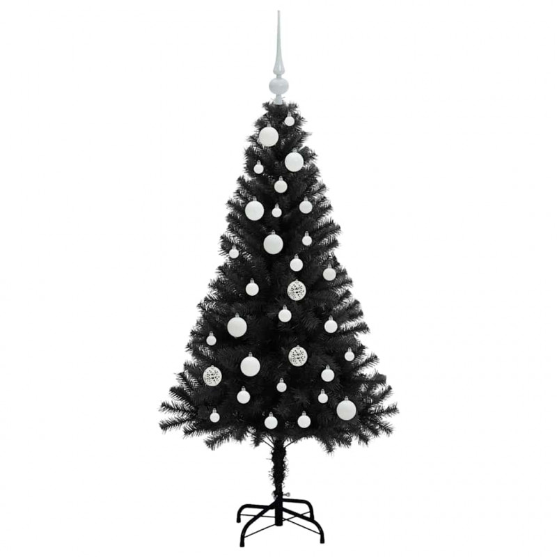 Choinka z 150 diodami LED z podstawą Czarny 120 cm PVC