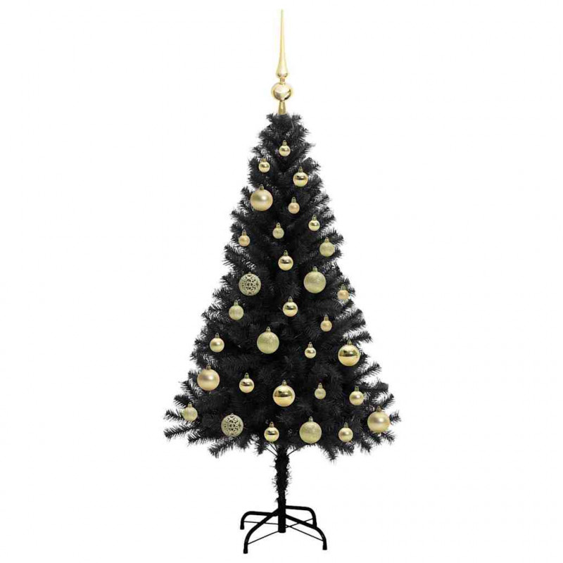 Choinka z 150 diodami LED z podstawą Czarny 120 cm PVC