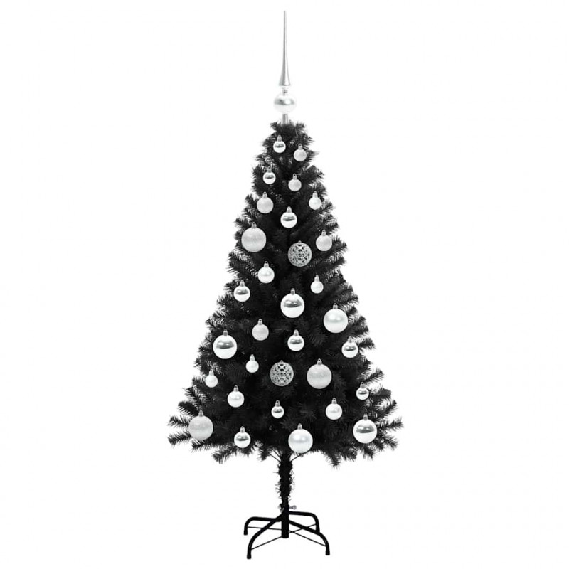 Choinka z 150 diodami LED z podstawą Czarny 120 cm PVC