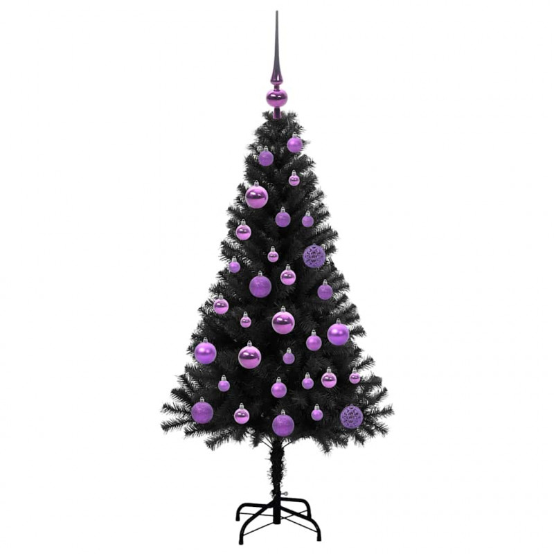 Choinka z 150 diodami LED z podstawą Czarny 120 cm PVC