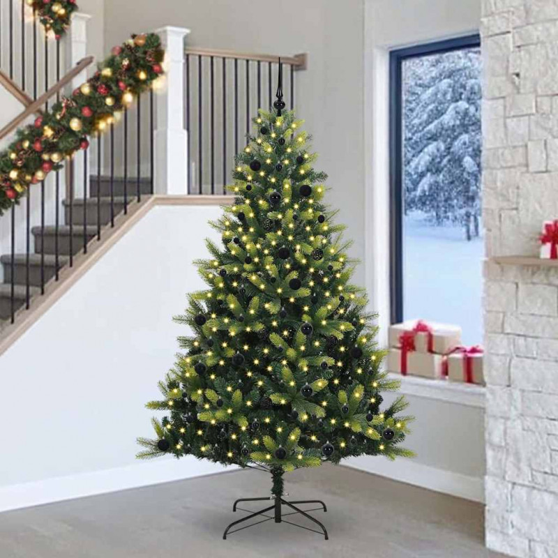 Sztuczna Choinka Składana na Święta 300 LED Zielony 240 cm
