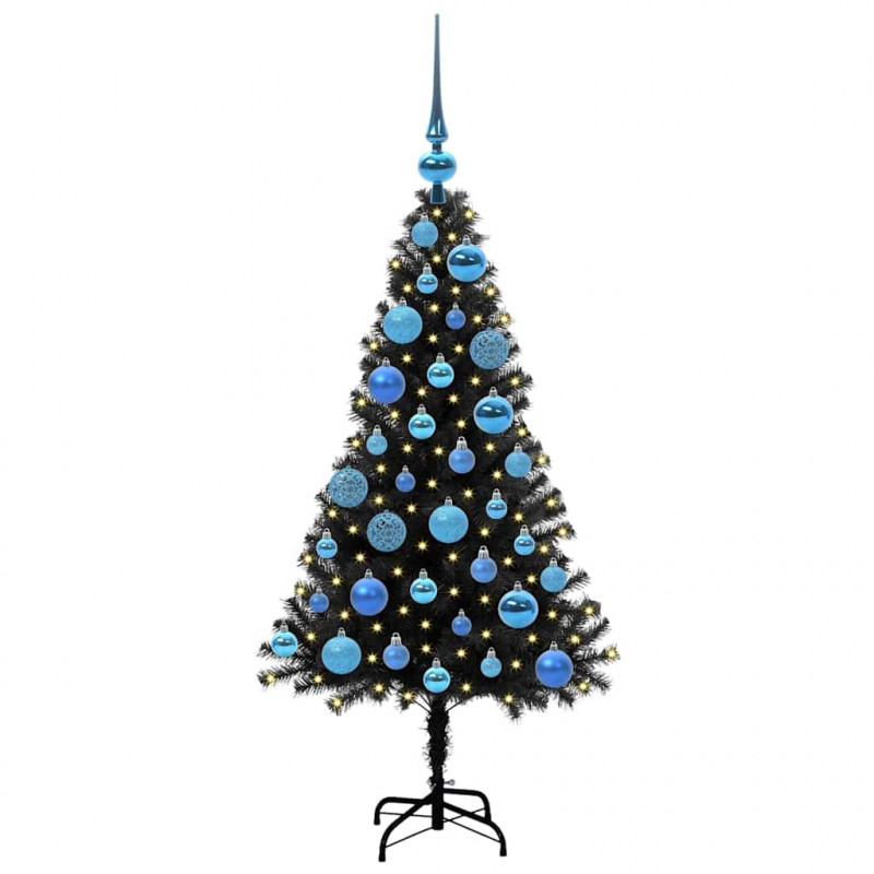 Choinka z 150 diodami LED z podstawą Czarny 120 cm PVC