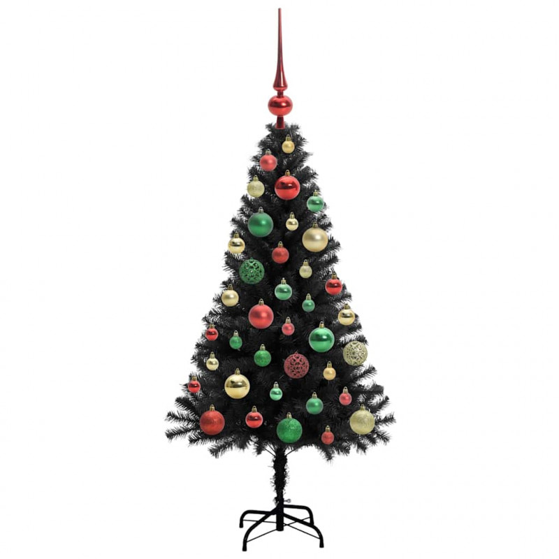 Choinka z 150 diodami LED z podstawą Czarny 120 cm PVC