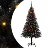 Choinka z 150 diodami LED z podstawą Czarny 150 cm PVC