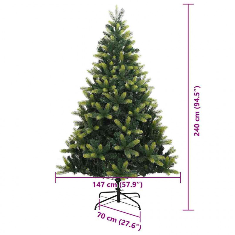 Sztuczna Choinka Składana na Święta 300 LED Zielony 240 cm