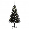 Choinka z 150 diodami LED z podstawą Czarny 150 cm PVC