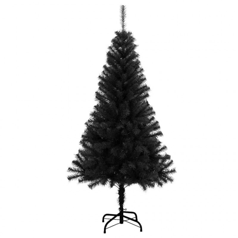 Choinka z 150 diodami LED z podstawą Czarny 150 cm PVC