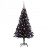 Choinka z 150 diodami LED z podstawą Czarny 150 cm PVC