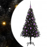 Choinka z 150 diodami LED z podstawą Czarny 150 cm PVC
