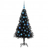 Choinka z 150 diodami LED z podstawą Czarny 150 cm PVC