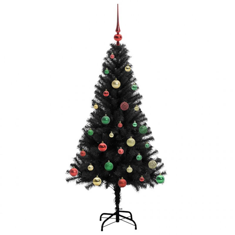 Choinka z 150 diodami LED z podstawą Czarny 150 cm PVC