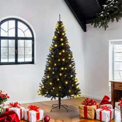 Choinka z 300 diodami LED z podstawą Czarny 180 cm PVC