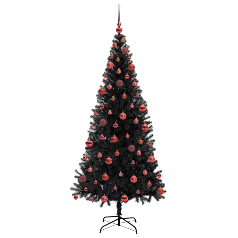 Choinka z 300 diodami LED z podstawą Czarny 180 cm PVC