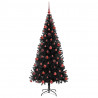 Choinka z 300 diodami LED z podstawą Czarny 180 cm PVC