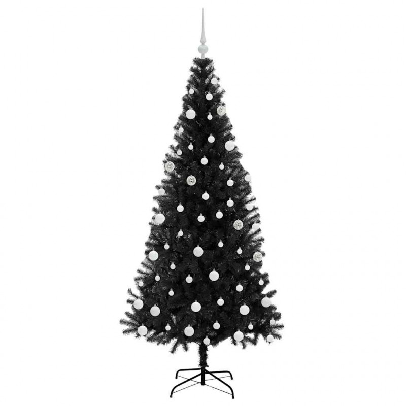 Choinka z 300 diodami LED z podstawą Czarny 180 cm PVC