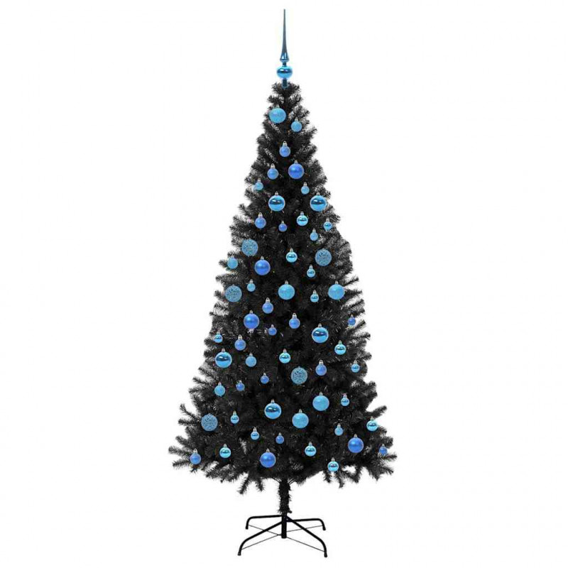 Choinka z 300 diodami LED z podstawą Czarny 180 cm PVC