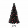 Choinka z 300 diodami LED z podstawą Czarny 210 cm PVC
