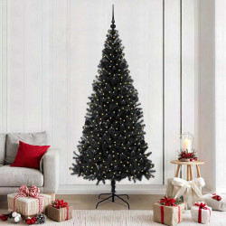Choinka z 300 diodami LED z podstawą Czarny 210 cm PVC