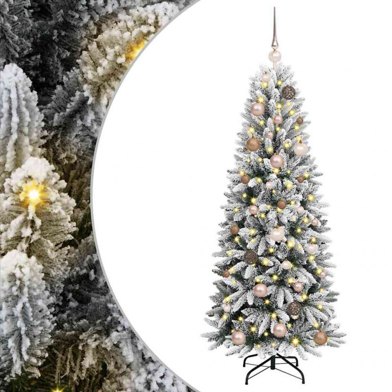 Sztuczna choinka Biały 150 cm PVC, Plastik, Stal i PE