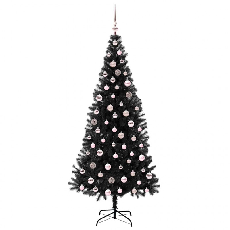 Choinka z 300 diodami LED z podstawą Czarny 210 cm PVC