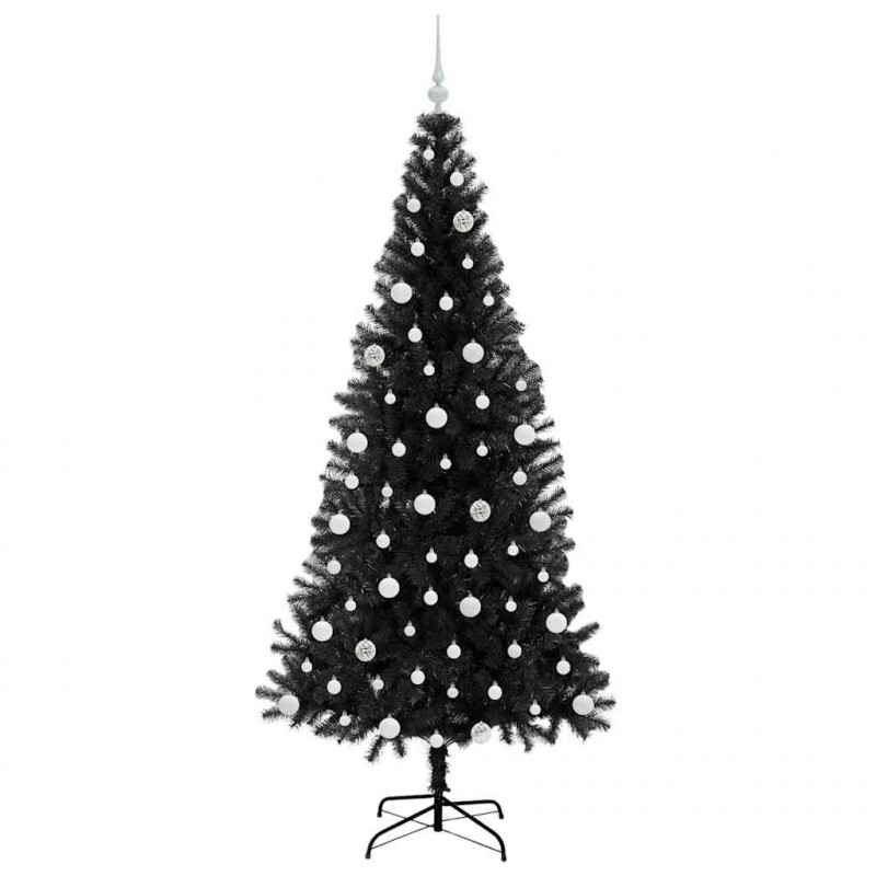 Choinka z 300 diodami LED z podstawą Czarny 210 cm PVC