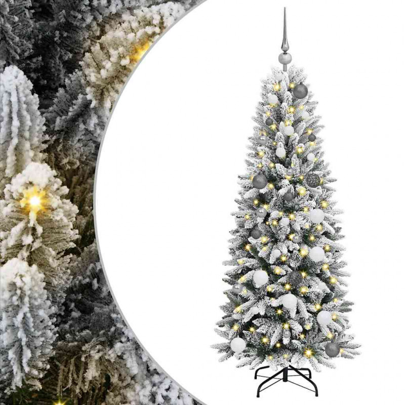 Sztuczna choinka Biały 150 cm PVC, Plastik, Stal i PE