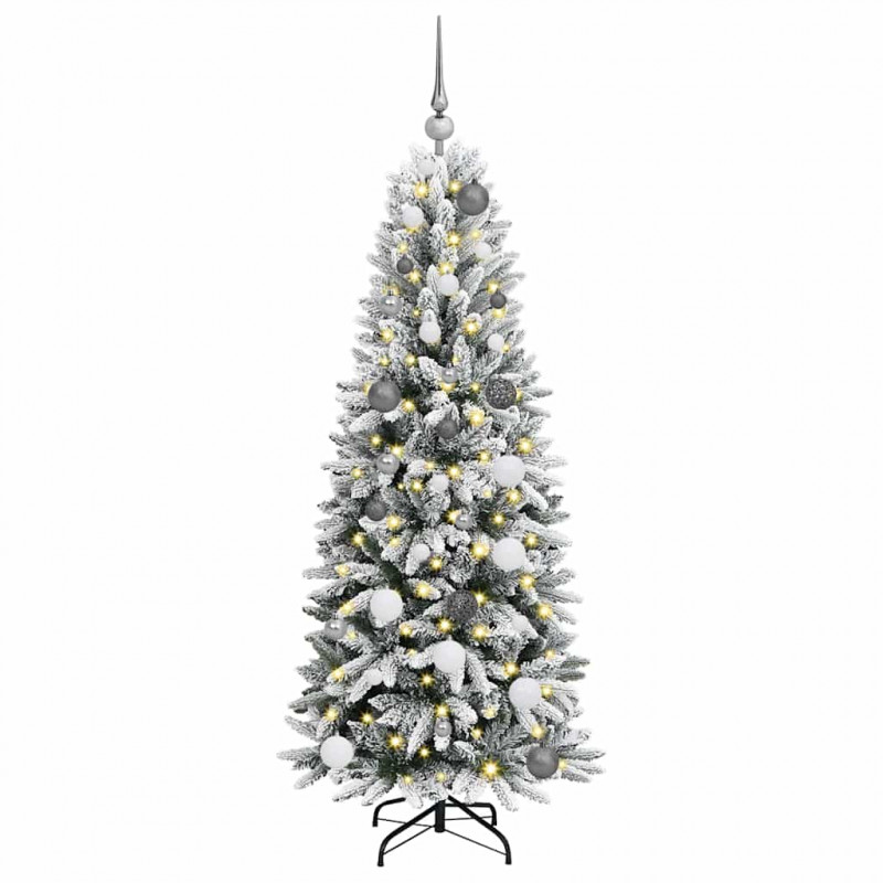Sztuczna choinka Biały 150 cm PVC, Plastik, Stal i PE