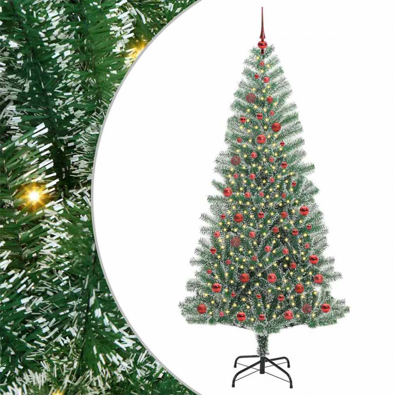 Sztuczna choinka z śnieżnym pokryciem z lampkami LED 210 cm