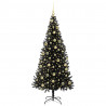Choinka z 300 diodami LED z podstawą Czarny 210 cm PVC