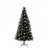 Choinka z 300 diodami LED z podstawą Czarny 210 cm PVC