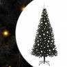 Choinka z 300 diodami LED z podstawą Czarny 210 cm PVC