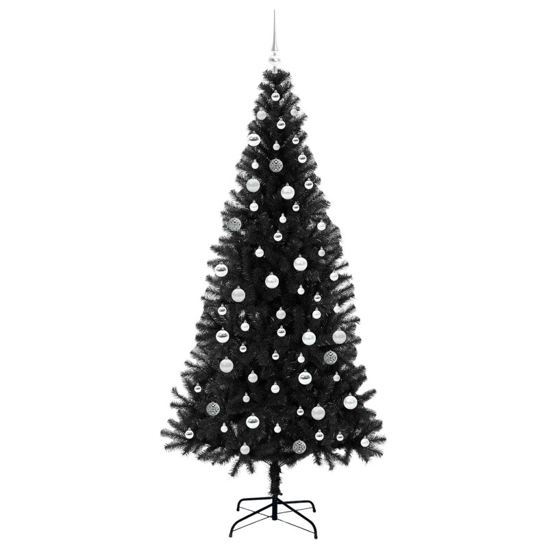 Choinka z 300 diodami LED z podstawą Czarny 210 cm PVC
