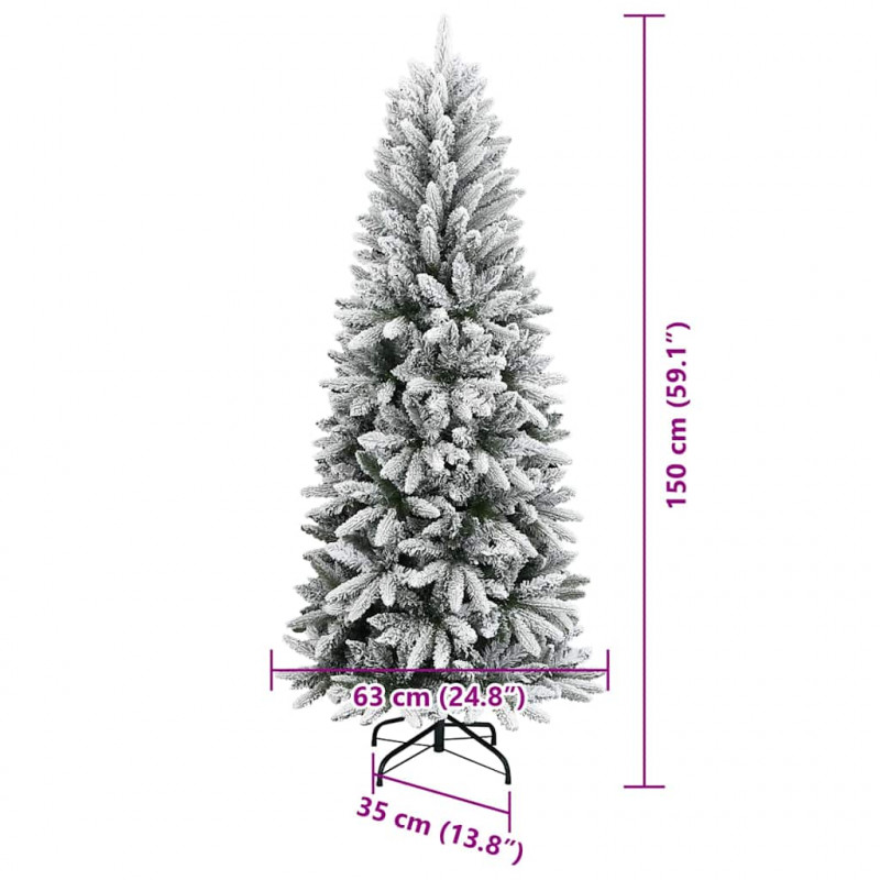 Sztuczna choinka Biały 150 cm PVC, Plastik, Stal i PE