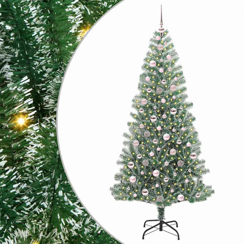 Sztuczna choinka z śnieżnym pokryciem z lampkami LED 210 cm