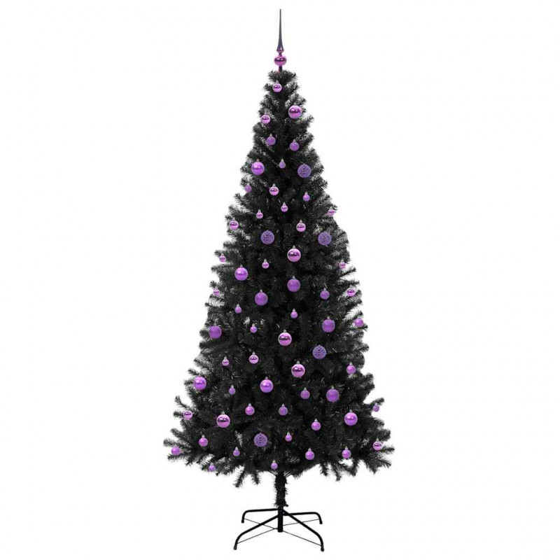 Choinka z 300 diodami LED z podstawą Czarny 210 cm PVC