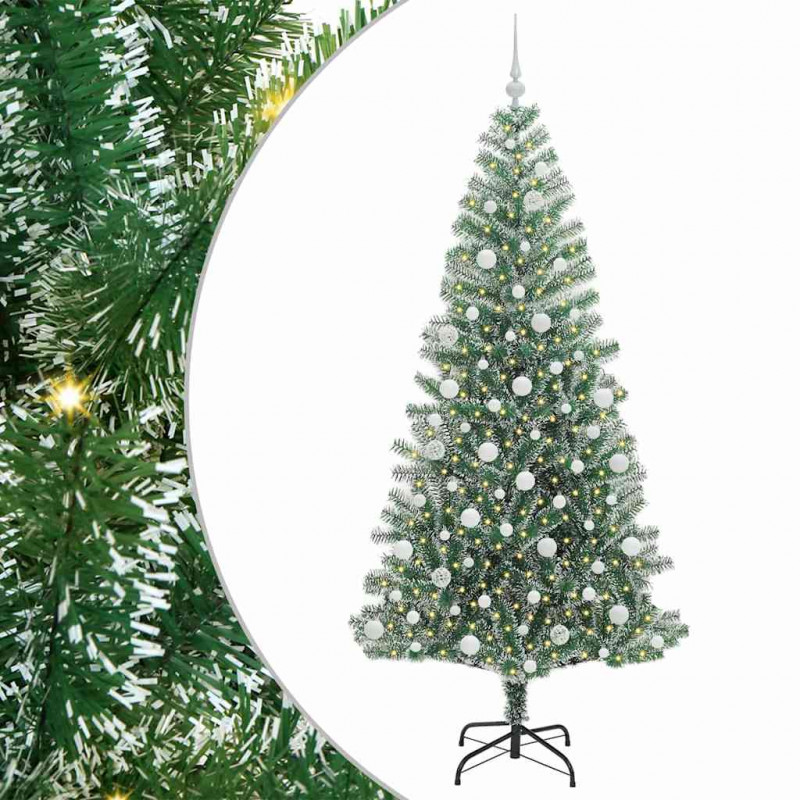 Sztuczna choinka z śnieżnym pokryciem z lampkami LED 210 cm